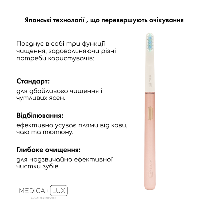 Відбілювальна звукова зубна щітка Medica+ Lux 10Х Portable Rose Gold