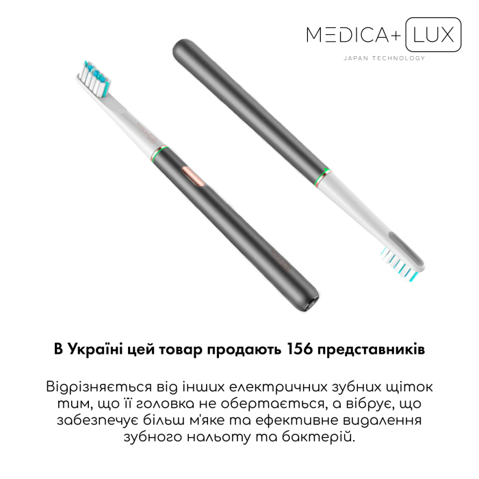 Отбеливающая звуковая зубная щетка Medica+ Lux 10Х Portable Grey