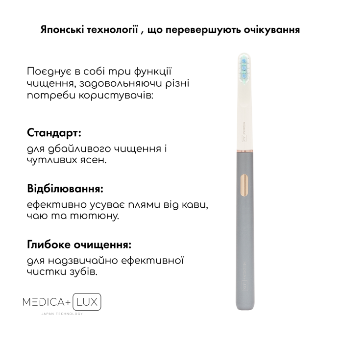 Отбеливающая звуковая зубная щетка Medica+ Lux 10Х Portable Grey