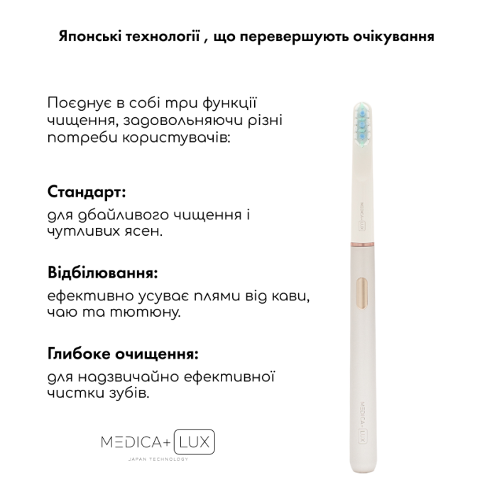 Відбілювальна звукова зубна щітка Medica+ Lux 10Х Portable Silver