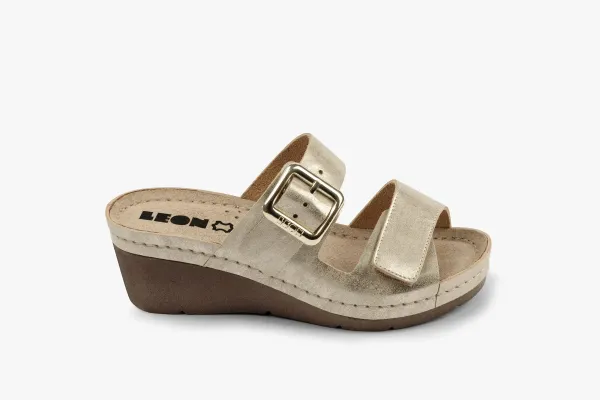Женские шлепанцы Leon Золотой 1110-Золотистый-36 ортопедия