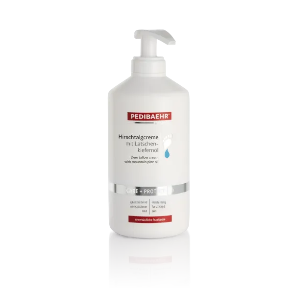 Крем для ніг з натуральним 100% оленячим жиром HIRSCHTALGCREME MIT LATSCHENKIEFERNL + дозатор, Pedi Baehr - 500 мл Крем для ніг з натуральним 100% оленячим жиром HIRSCHTALGCREME MIT LATSCHENKIEFERNL + дозатор, Pedi Baehr - 500 мл