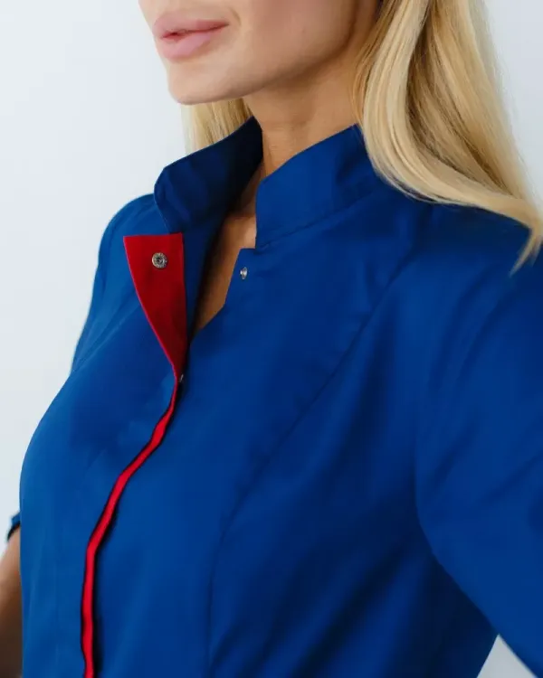 Медицинская женская рубашка Сакура цвет сапфир-красный