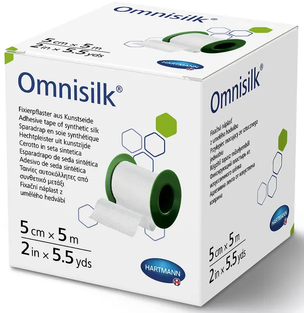 Пластир фіксувальний Hartmann Omnisilk зі штучного шовку 5 см х 5 м 1 шт.