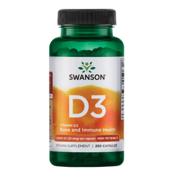 Swanson Vitamin D3 1000 МЕ – Витамин солнца для крепких костей, иммунитета и долголетия 1000iu - 250caps