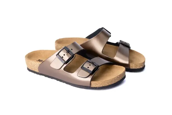 Жіночі шльопанці Leon Brown metallic 4010-Коричневий-велюр-37 ортопедія