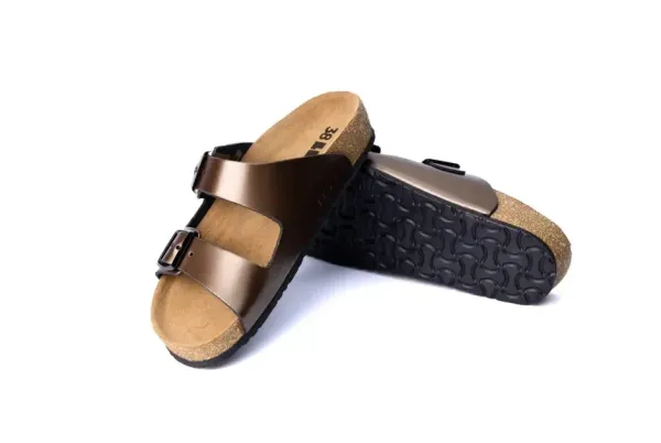 Жіночі шльопанці Leon Brown metallic 4010-Коричневий-велюр-37 ортопедія