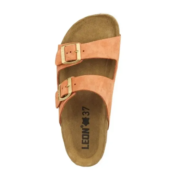 Жіночі шльопанці Leon pink-stones 4010-Оранжевий-велюр-42 ортопедія