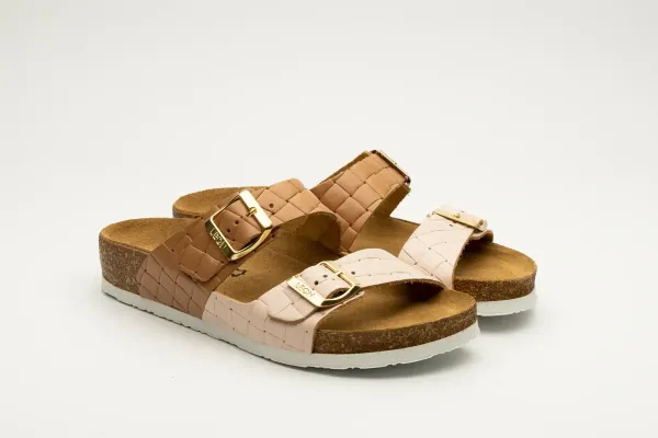 Жіночі шльопанці Leon Коричнево-пудровий 4011-36 ортопедія