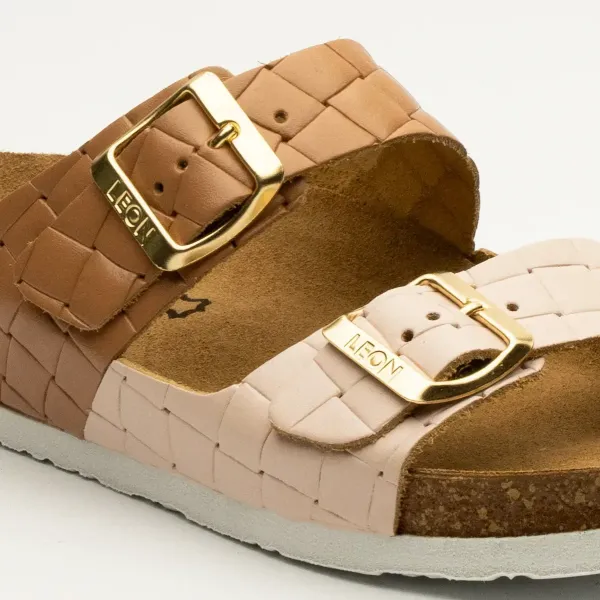 Женские шлепанцы Leon Коричнево-пудровый 4011-36 ортопедия