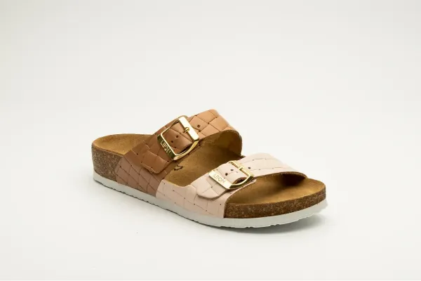 Женские шлепанцы Leon Коричнево-пудровый 4011-36 ортопедия