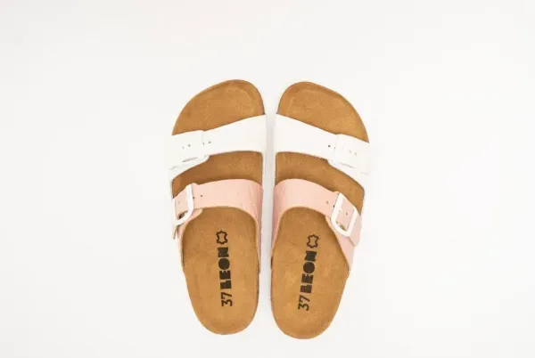 Жіночі шльопанці Leon Рожево-білий 4011-38 ортопедія