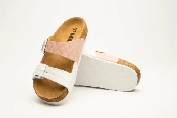 Жіночі шльопанці Leon Рожево-білий 4011-38 ортопедія