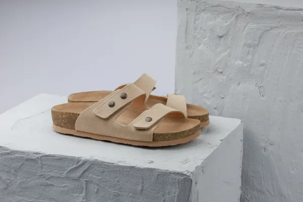 Женские шлепанцы Leon Бежевый 4050-велюр ортопедия