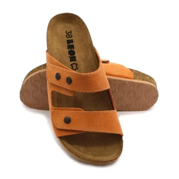 Женские шлепанцы Leon orange 4050-оранжевый-велюр ортопедия