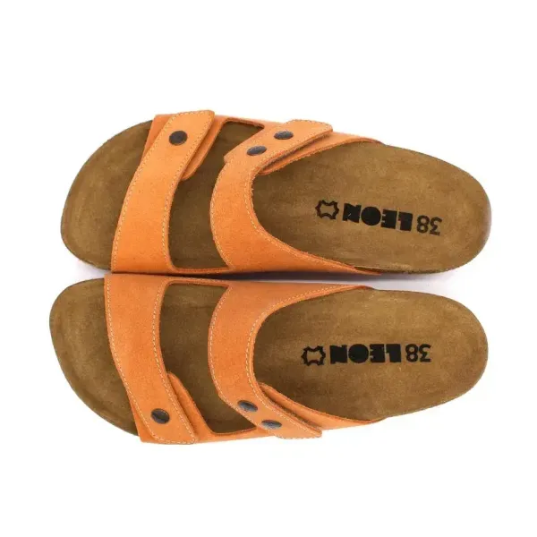 Женские шлепанцы Leon orange 4050-оранжевый-велюр ортопедия