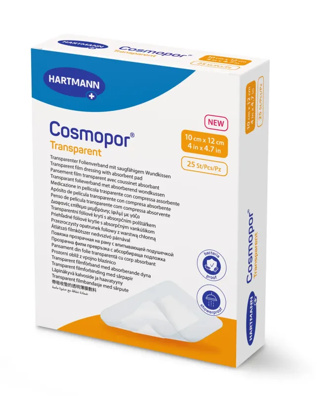 Повязка пленочная прозрачная с абсорбирующей подушечкой Cosmopor® Transparent 10см х 12см 1повязка