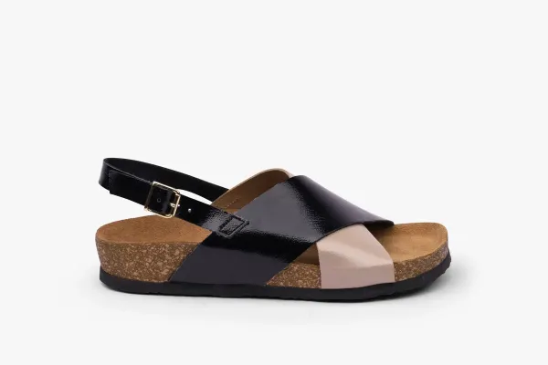 Жіночі сандалії Leon Чорний 4302-лак-40 ортопедія