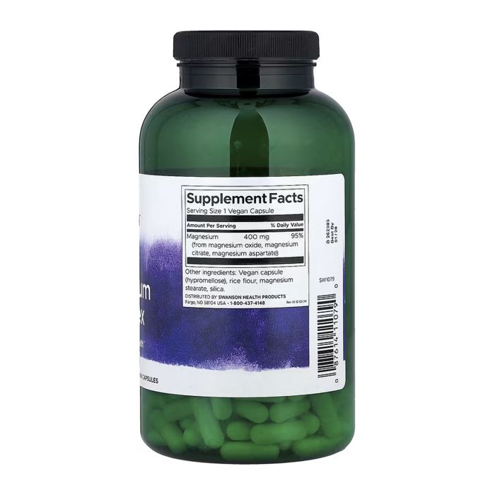 Swanson Triple Magnesium Complex – Комплекс магнію для підтримки енергії, нервів та м’язів 400мг - 300caps