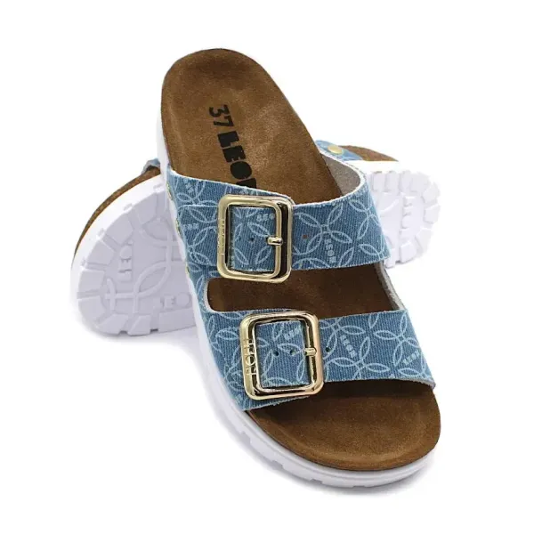 Жіночі шльопанці Leon Блакитний 6010-Джинс-з-лого-37 ортопедія