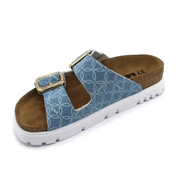 Жіночі шльопанці Leon Блакитний 6010-Джинс-з-лого-37 ортопедія