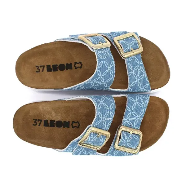 Жіночі шльопанці Leon Блакитний 6010-Джинс-з-лого-37 ортопедія