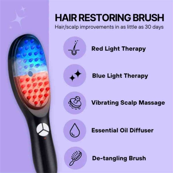 Расческа со светотерапией, вибрацией и распылением