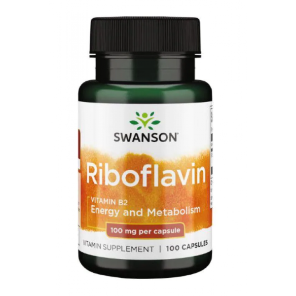 Swanson Vitamin B2 – Рибофлавін для енергії, зору та функції щитовидної залози 100мг - 100caps