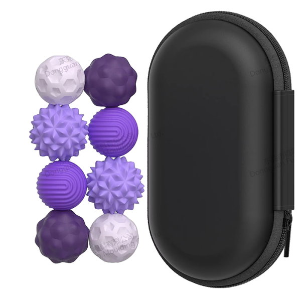 Сенсорные магнитные шарики, фиолетовый набор 8 шт, с чехлом, размер M 0.035x0.035 см