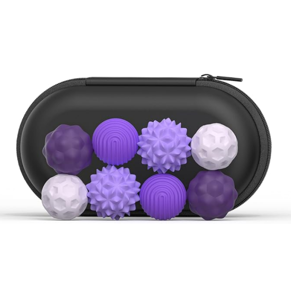 Сенсорные магнитные шарики, фиолетовый набор 8 шт, с чехлом, размер M 0.035x0.035 см