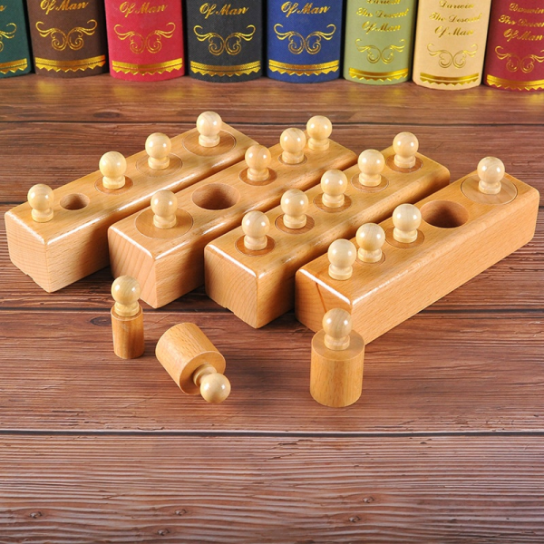 Набор деревянных цилиндров Монтессори Развивающая игрушка 16.5x16.5 см