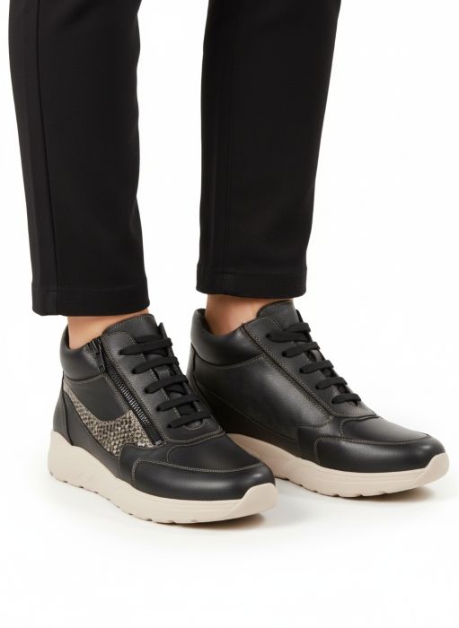 Черевики жіночі демісезонні Mia, чорний/принт рептилії (арт.7 43027 01243), Solidus (Німеччина)