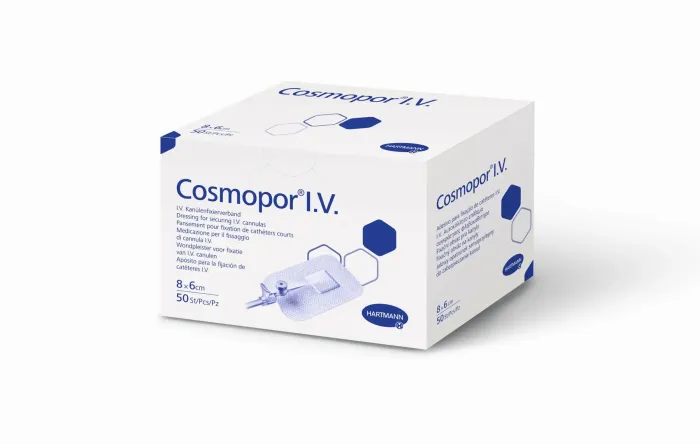 Повязка пластырная для фиксации канюль Cosmopor® I.V. / Космопор Ай.Ви. 8см х 6см 1шт