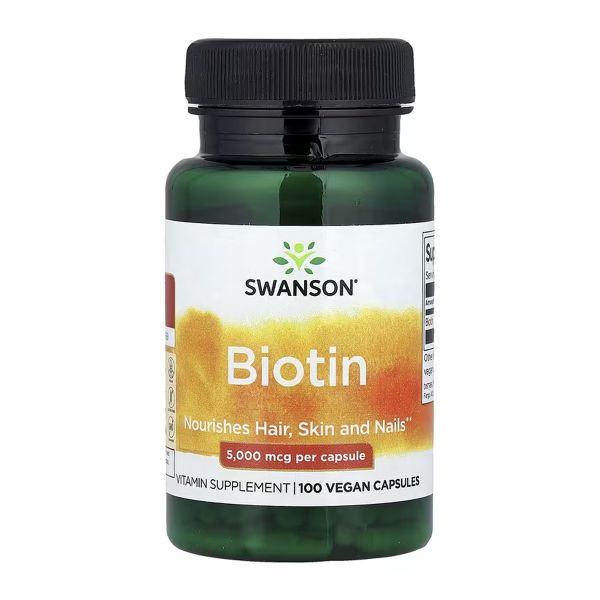 Swanson Biotin 5000 мкг – Біотин для краси, росту волосся та енергії - 100 caps
