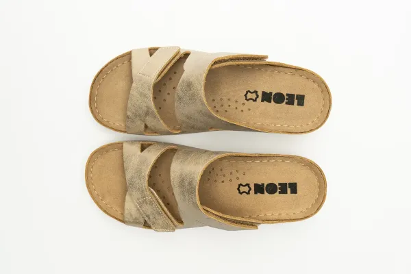 Жіночі шльопанці Leon Золотий 906-Золотистий-блиск-39 ортопедія