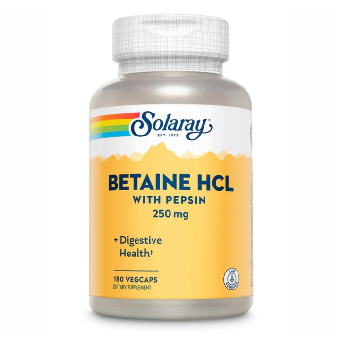 Betaine HCl 250 mg with Pepsin – 180 VegCaps для комфортного травлення та засвоєння білків
