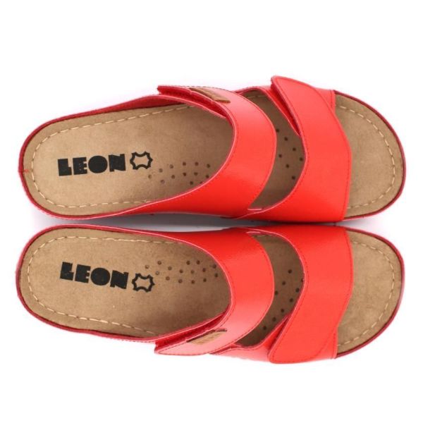 Женские шлепанцы Leon red varnish 931-Красный-лак-37 ортопедия