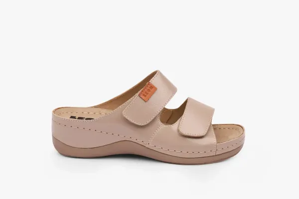 Женские шлепанцы Leon Коричнево-пудровый 931-Капучино-лак-36 ортопедия