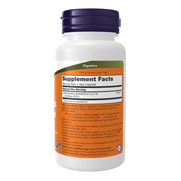 Пробіотик Lactobacillus Acidophilus NOW – для здорової мікрофлори кишківника та міцного імунітету - 100 vcaps