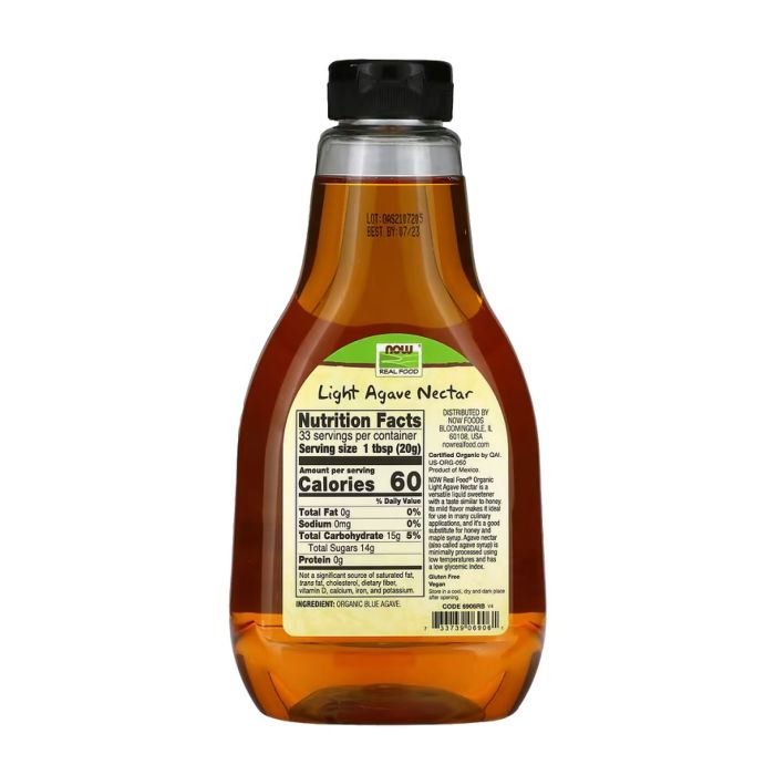Органічний нектар блакитної агави Now Foods, світлий - 660g