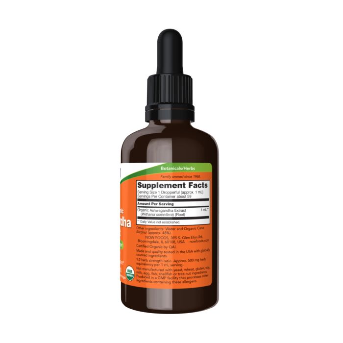 NOW Ashwagandha Liquid Extract – органічний рідкий екстракт ашваганди - 59 ml