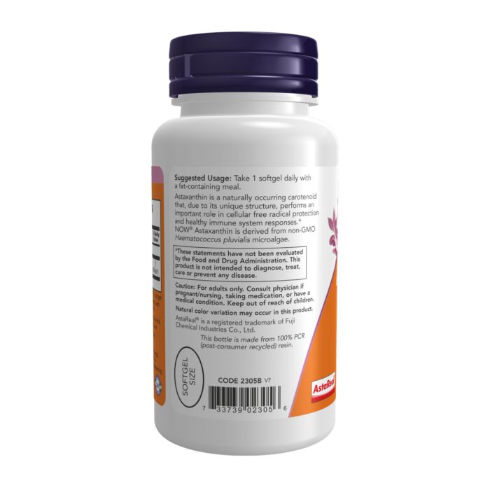 Astaxanthin 4 мг NOW — Потужний антиоксидант для клітинного захисту - 90 softgels
