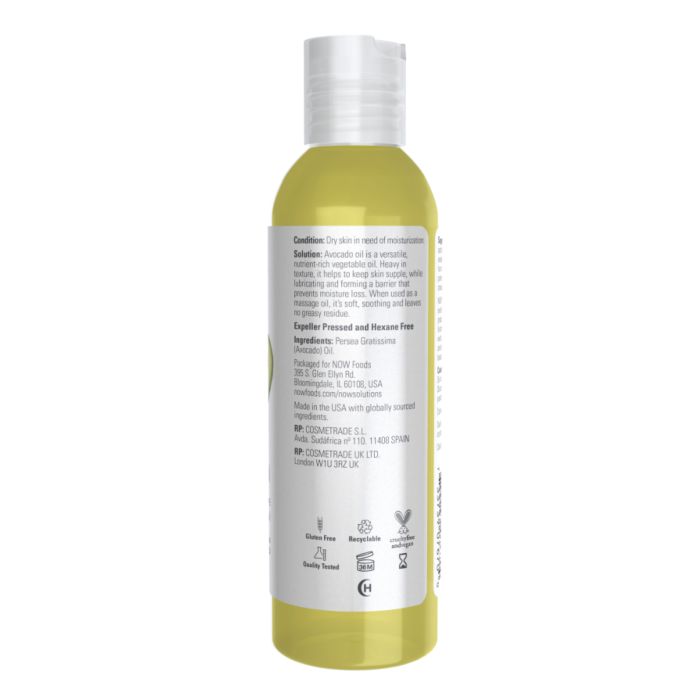 100% Pure Avocado Oil NOW 473 мл — Зволоження та живлення для шкіри
