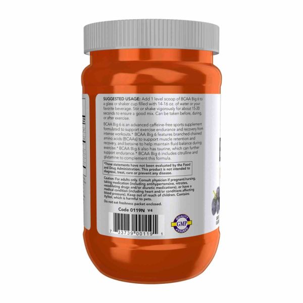 BCAA Big 6 – амінокислоти для витривалості та відновлення - 600g Grape 