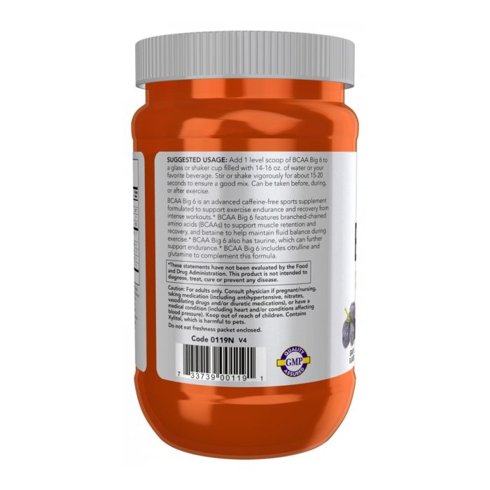 BCAA Big 6 – амінокислоти для витривалості та відновлення - 600g Grape 