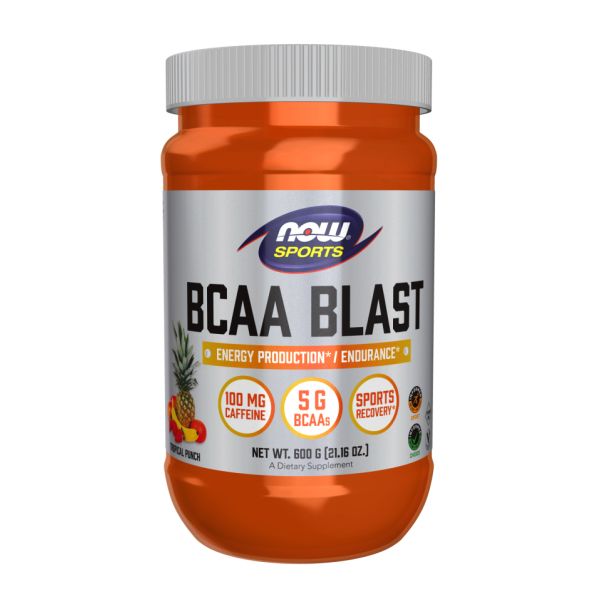 BCAA Blast з кофеїном NOW® – Енергія + BCAA для потужного тренування - 600g Tropical Punch