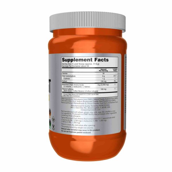 BCAA Blast с кофеином NOW® – Энергия + BCAA для мощной тренировки – 600g Tropical Punch