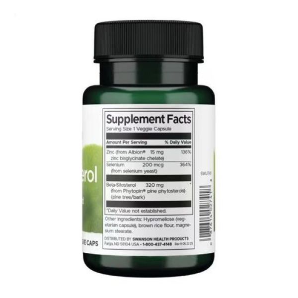 Swanson Бета-ситостерол 320 мг – для здоров’я простати, серця та холестерину - 30 vcaps