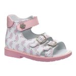 Босоножки ортопедические для девочки, белый/розовый единорог (арт. LEO-S687 WH-UNI), Theo Leo (Турция)