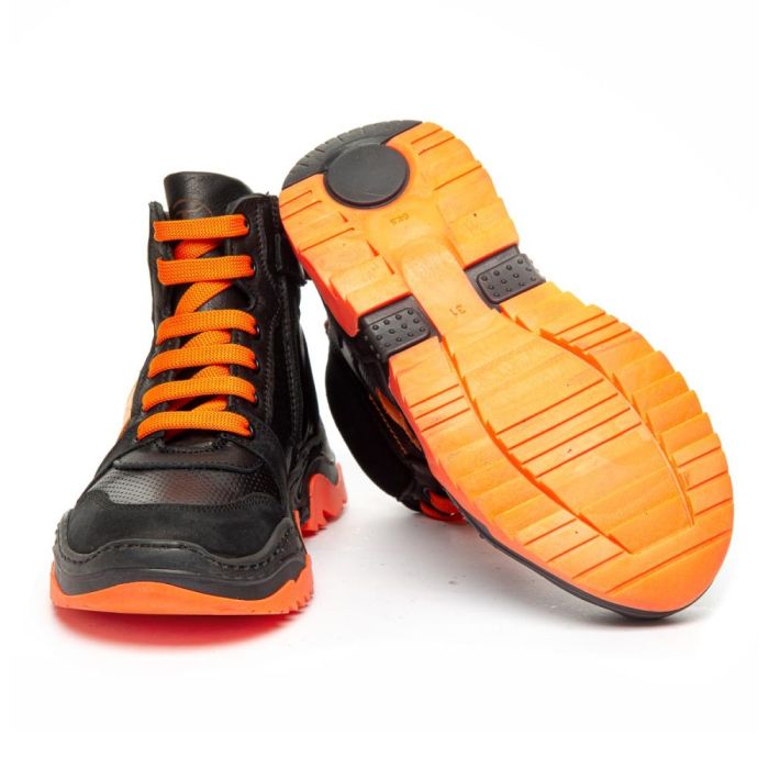 Черевики профілактичні дитячі, чорний/помаранчевий (арт. LEO-1353), THEO LEO (Туреччина)